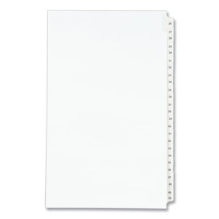 AVERY Preprinted Legal Exhibit Side Tab Index Dividers, Avery Style, 25-Tab, 26 to 50, 14 x 8.5, White 1431